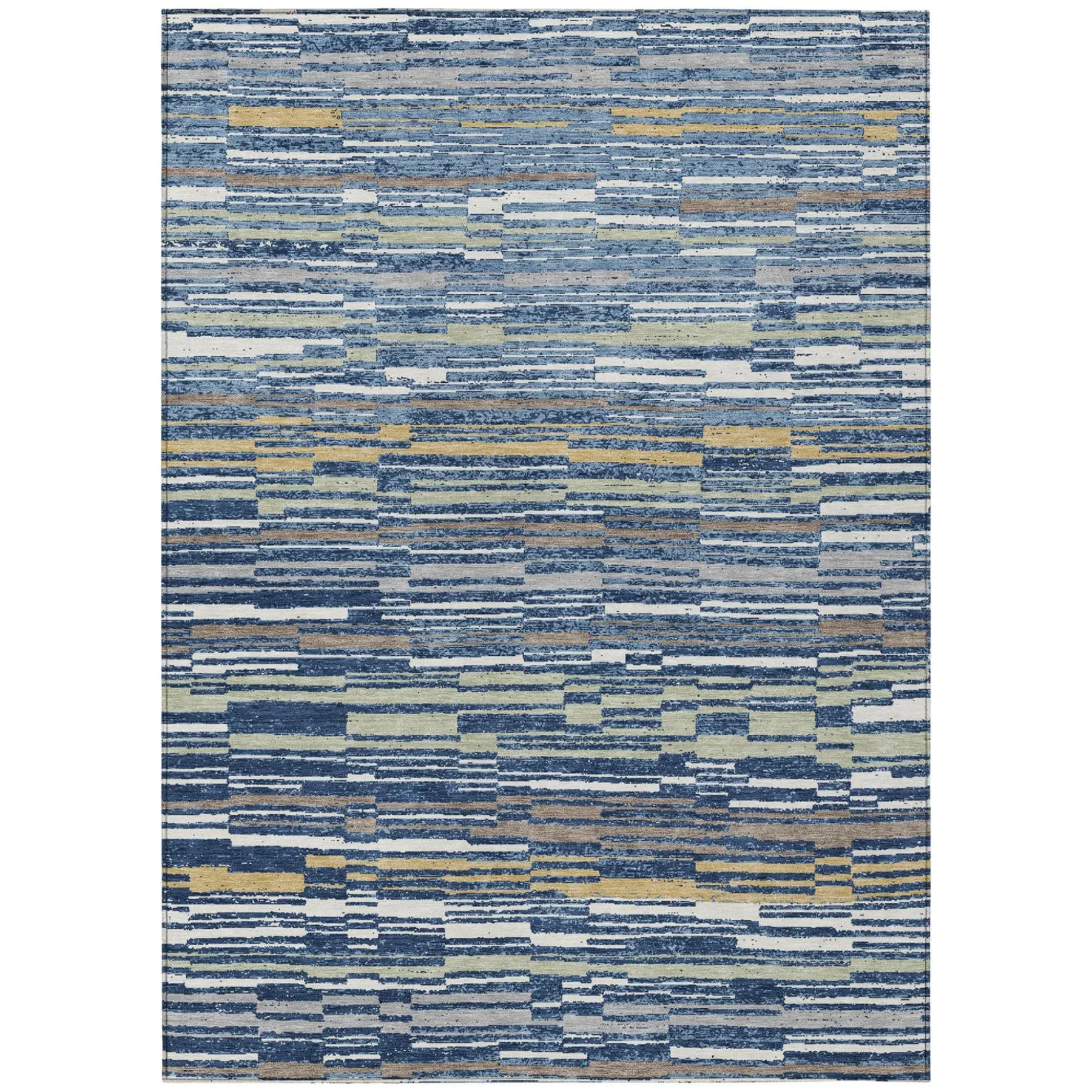 8' X 10' Navy Blue And Blue Striped Washable Indoor Outdoor Area Rug Homeroots Outdoor