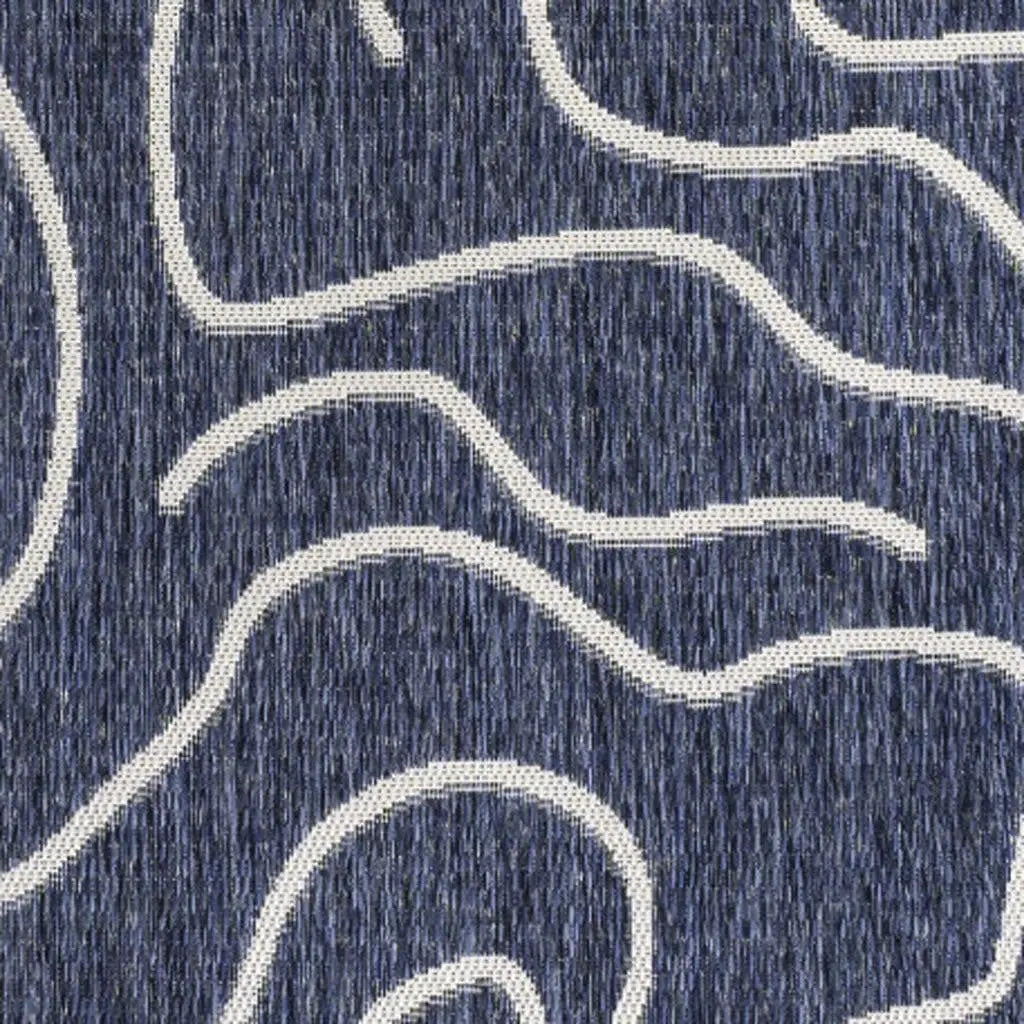 8' X 10' Navy Blue And Cream Abstract Indoor Outdoor Area Rug Homeroots Outdoor