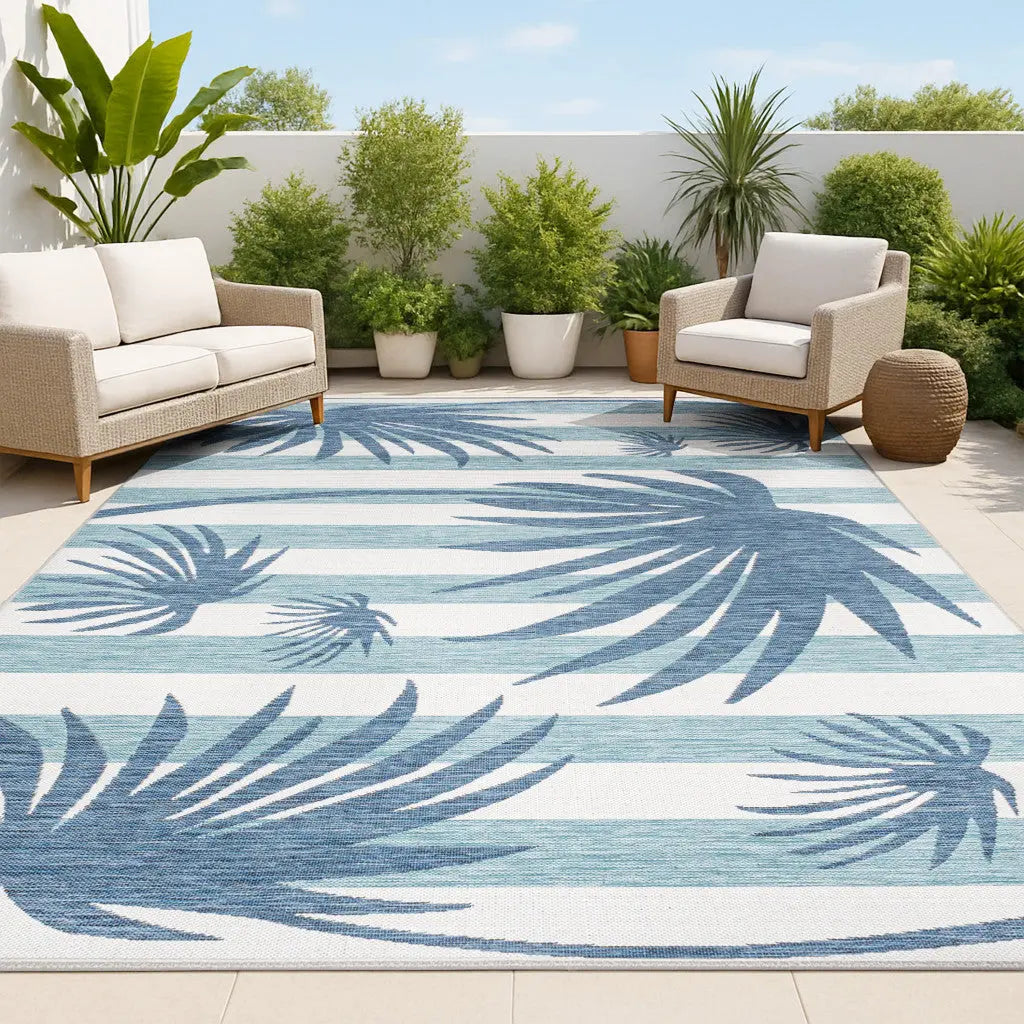 8' X 10' Navy Blue And Cream Floral Indoor Outdoor Area Rug Homeroots Outdoor