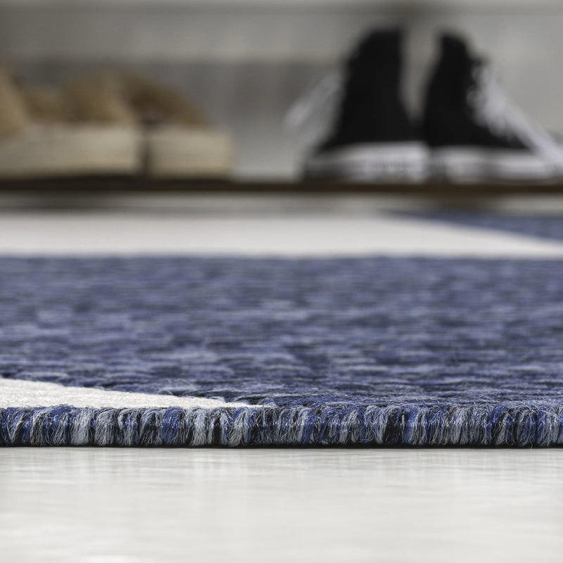 8' X 10' Navy Blue And Cream Geometric Indoor Outdoor Area Rug Homeroots Outdoor