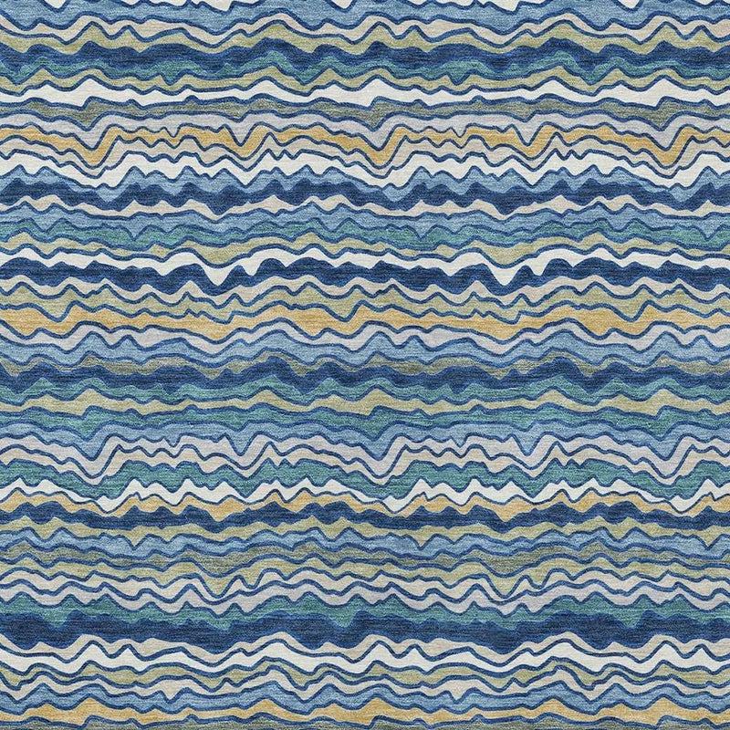 8' X 10' Navy Blue And Denim Blue Striped Washable Indoor Outdoor Area Rug Homeroots Outdoor