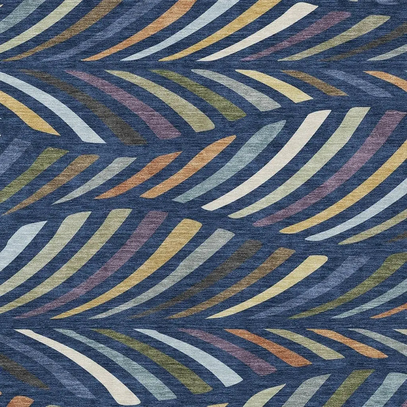 8' X 10' Navy Blue And Gold Abstract Washable Indoor Outdoor Area Rug Homeroots Outdoor