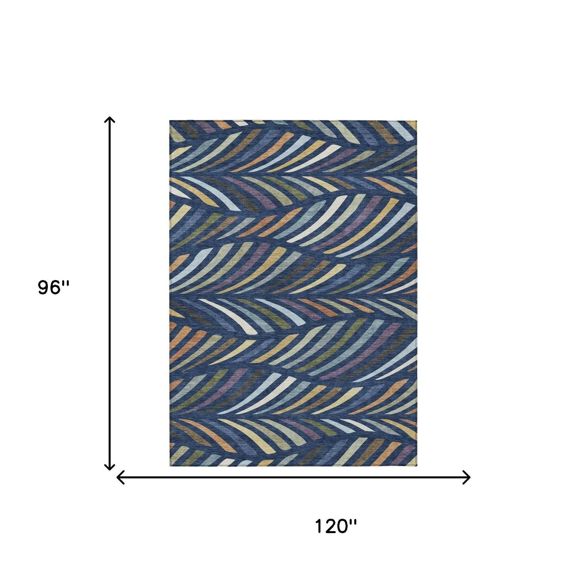 8' X 10' Navy Blue And Gold Abstract Washable Indoor Outdoor Area Rug Homeroots Outdoor