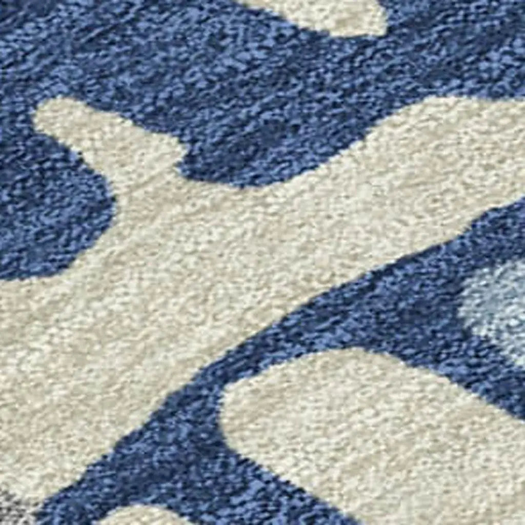 8' X 10' Navy Blue And Gray Abstract Washable Indoor Outdoor Area Rug Homeroots Outdoor
