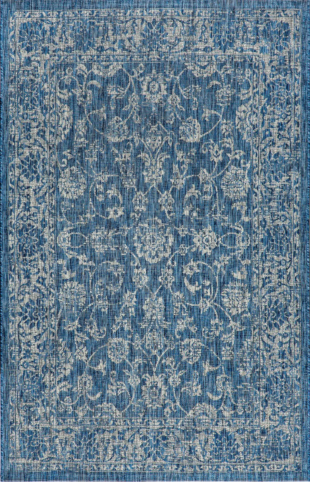 8' X 10' Navy Blue And Gray Medallion Indoor Outdoor Area Rug Homeroots Outdoor
