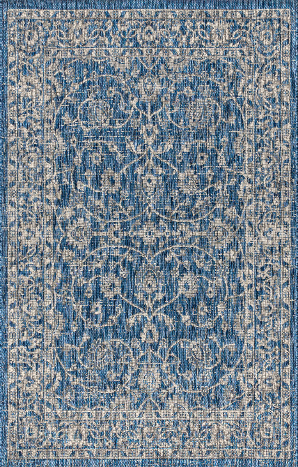 8' X 10' Navy Blue And Gray Medallion Indoor Outdoor Area Rug Homeroots Outdoor