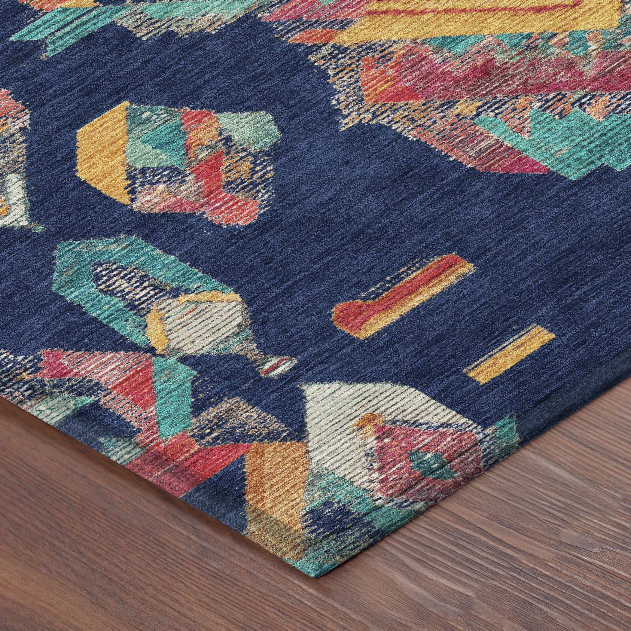 8' X 10' Navy Blue And Green Tribal Washable Indoor Outdoor Area Rug Homeroots Outdoor