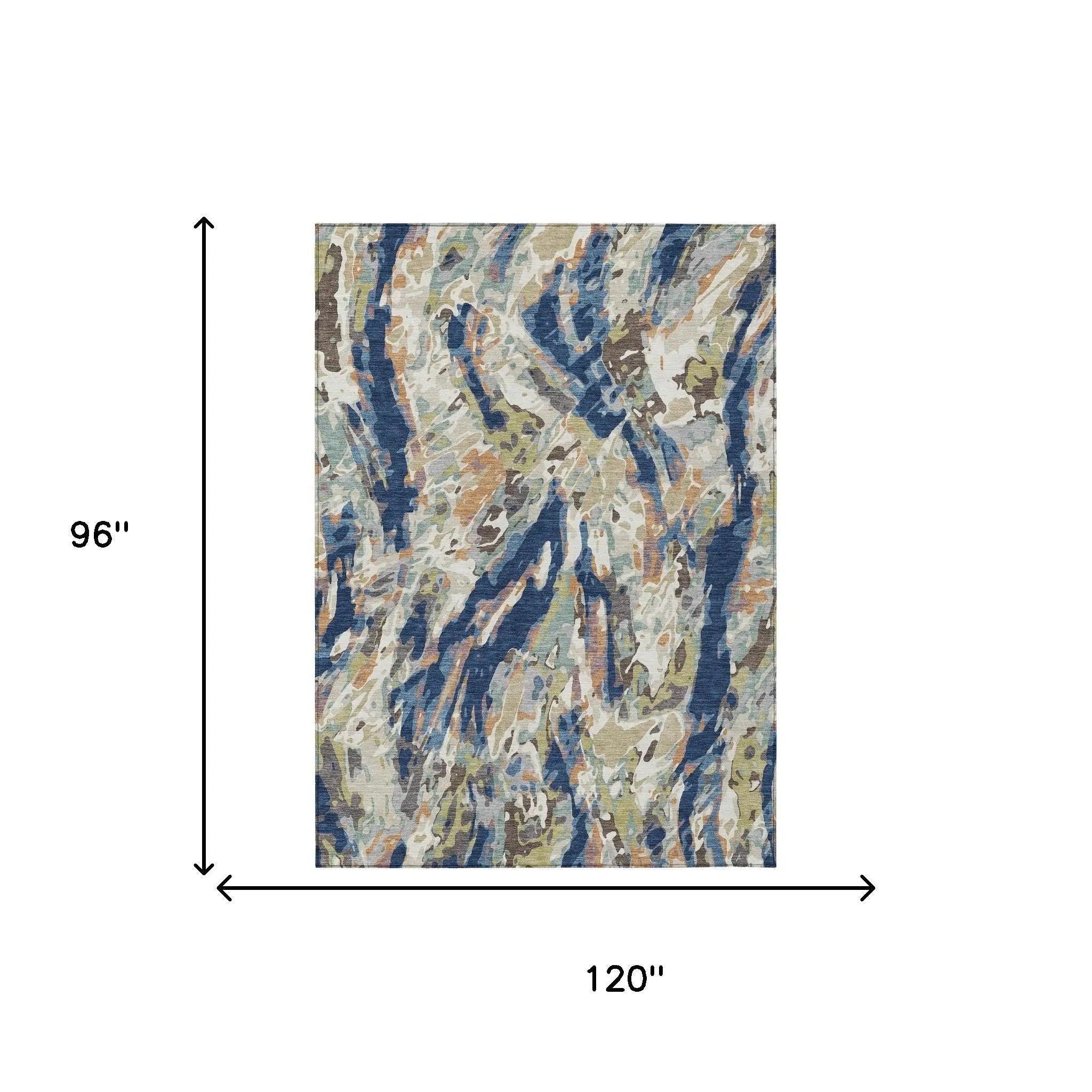 8' X 10' Navy Blue And Ivory Abstract Washable Indoor Outdoor Area Rug Homeroots Outdoor