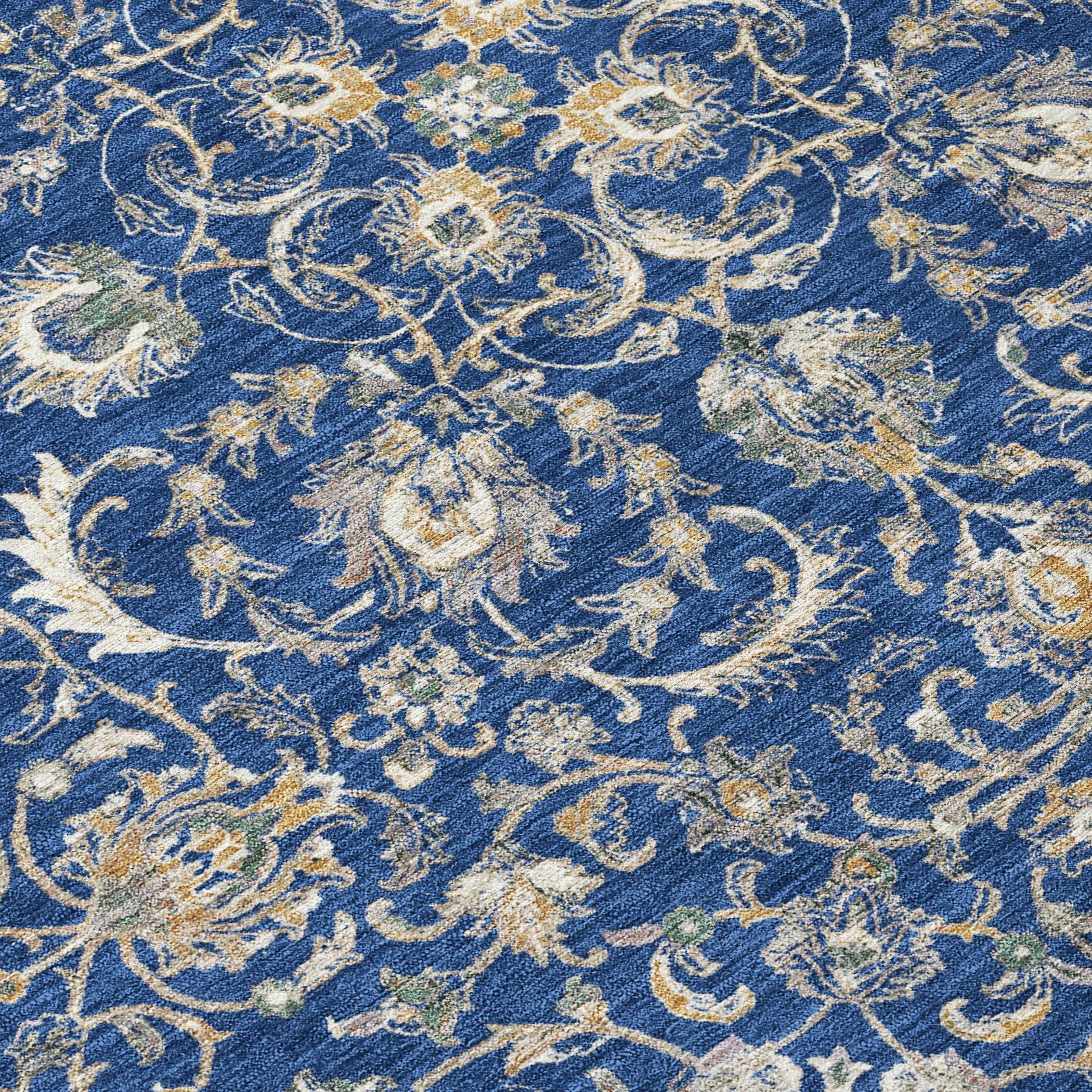 8' X 10' Navy Blue And Ivory Botanical Leaves Washable Indoor Outdoor Area Rug Homeroots Outdoor