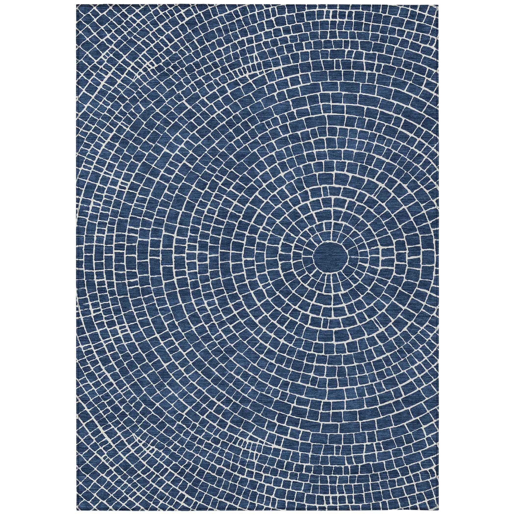 8' X 10' Navy Blue And Ivory Geometric Washable Indoor Outdoor Area Rug Homeroots Outdoor
