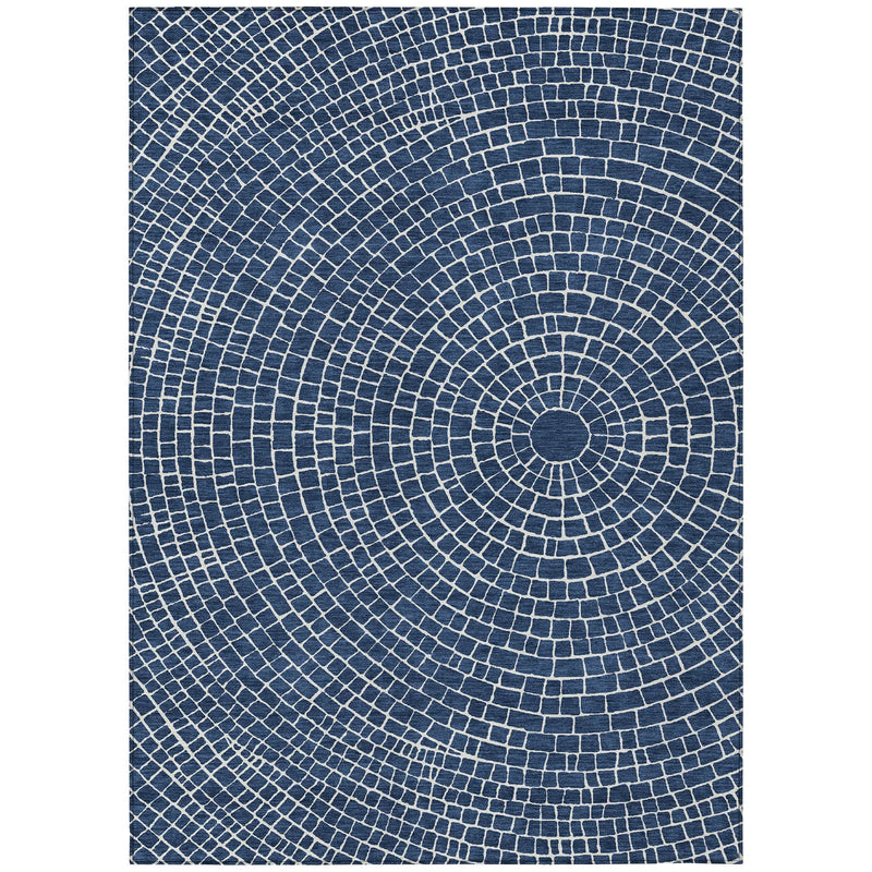 8' X 10' Navy Blue And Ivory Geometric Washable Indoor Outdoor Area Rug Homeroots Outdoor