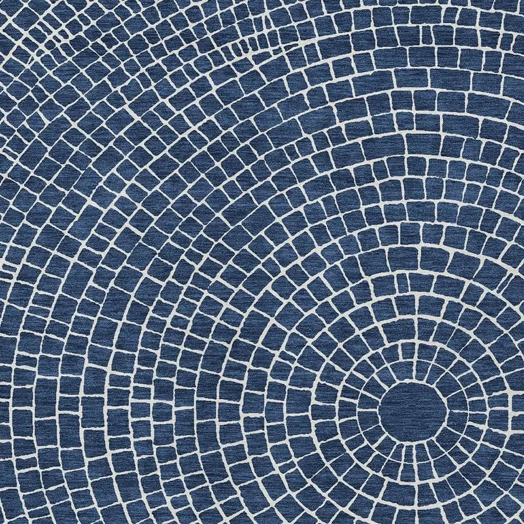 8' X 10' Navy Blue And Ivory Geometric Washable Indoor Outdoor Area Rug Homeroots Outdoor