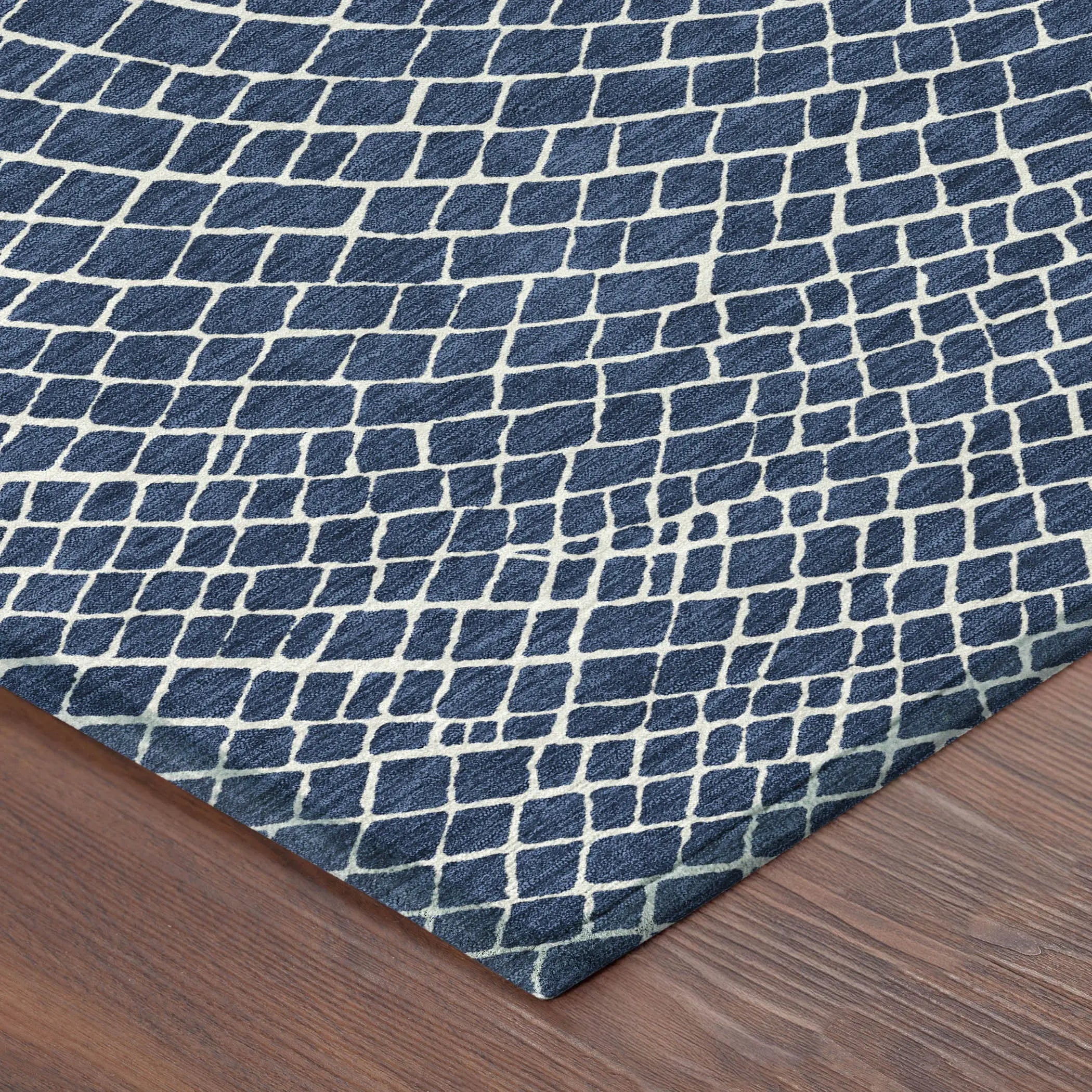 8' X 10' Navy Blue And Ivory Geometric Washable Indoor Outdoor Area Rug Homeroots Outdoor