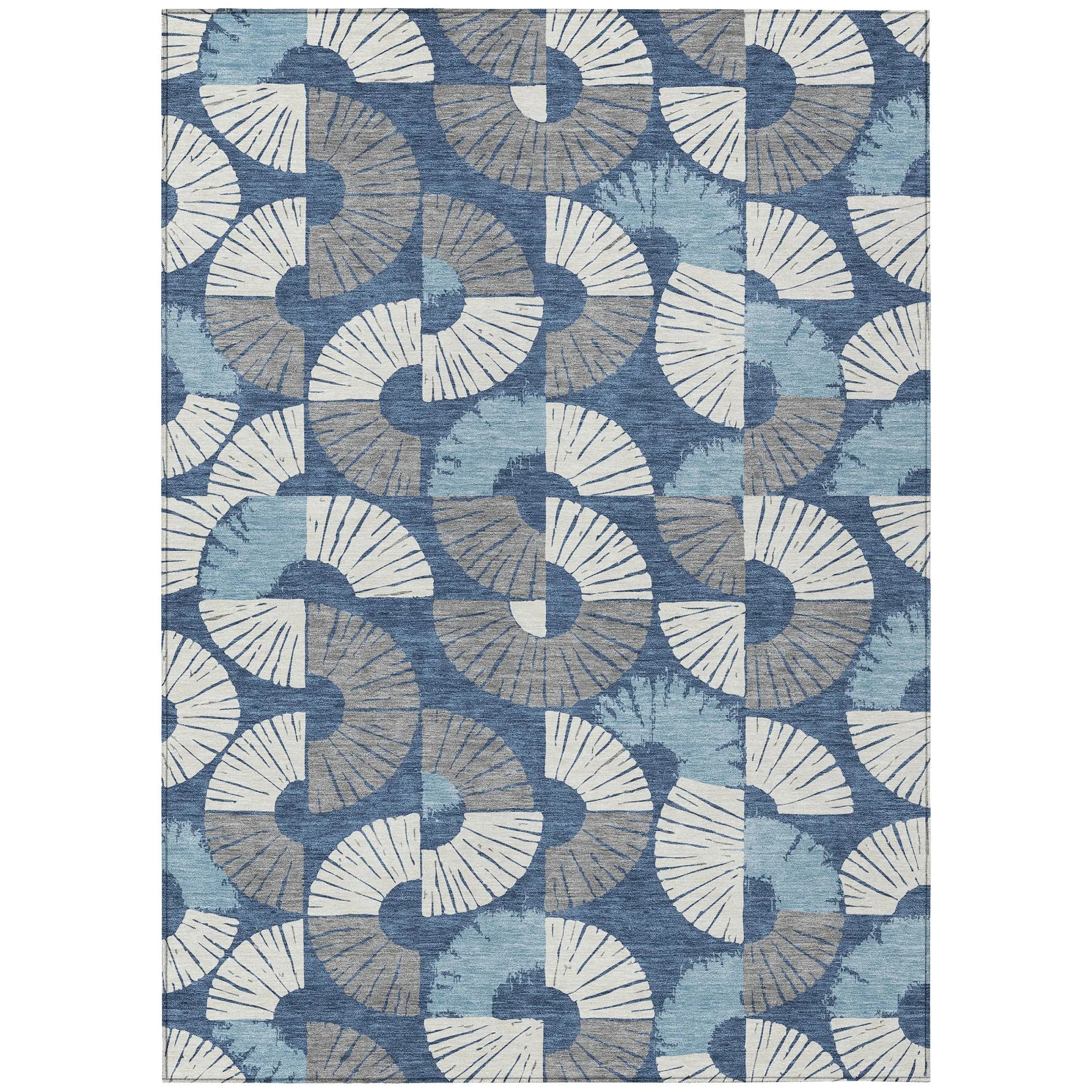 8' X 10' Navy Blue And Ivory Geometric Washable Indoor Outdoor Area Rug Homeroots Outdoor