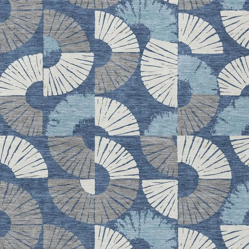8' X 10' Navy Blue And Ivory Geometric Washable Indoor Outdoor Area Rug Homeroots Outdoor