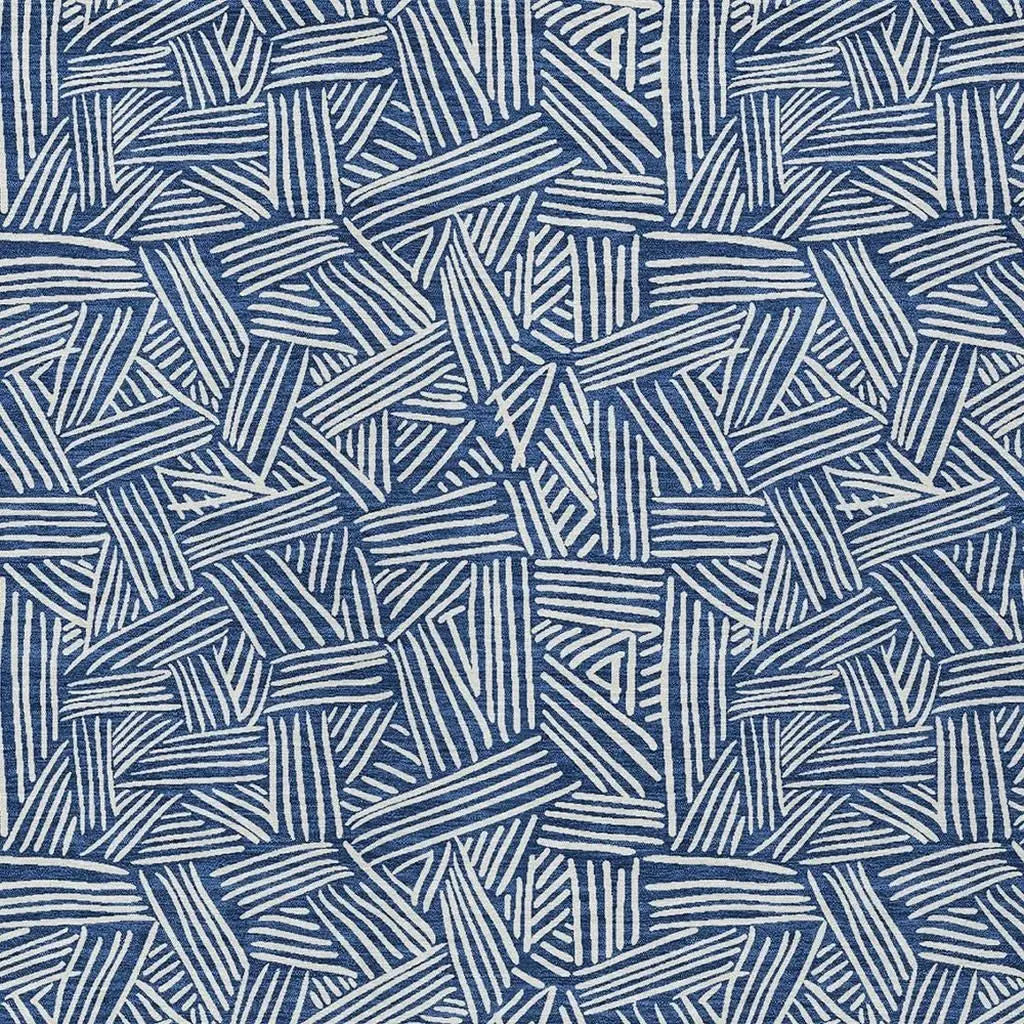 8' X 10' Navy Blue And Ivory Geometric Washable Indoor Outdoor Area Rug Homeroots Outdoor