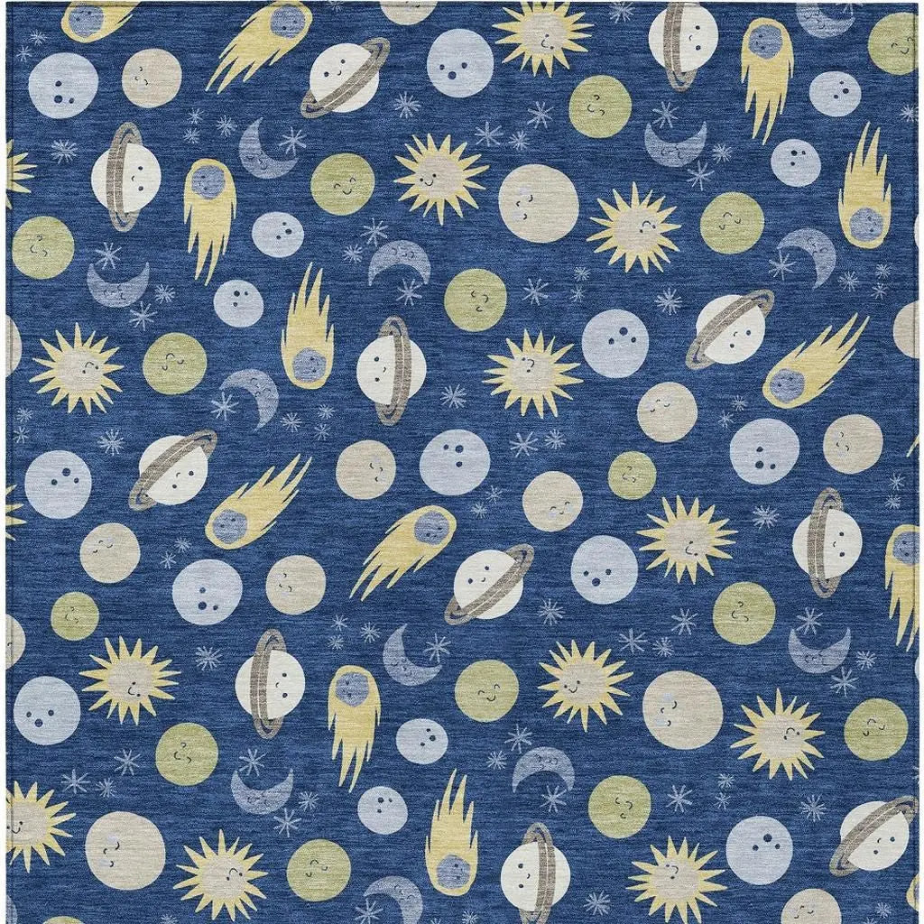 8' X 10' Navy Blue And Ivory Geometric Washable Indoor Outdoor Area Rug Homeroots Outdoor