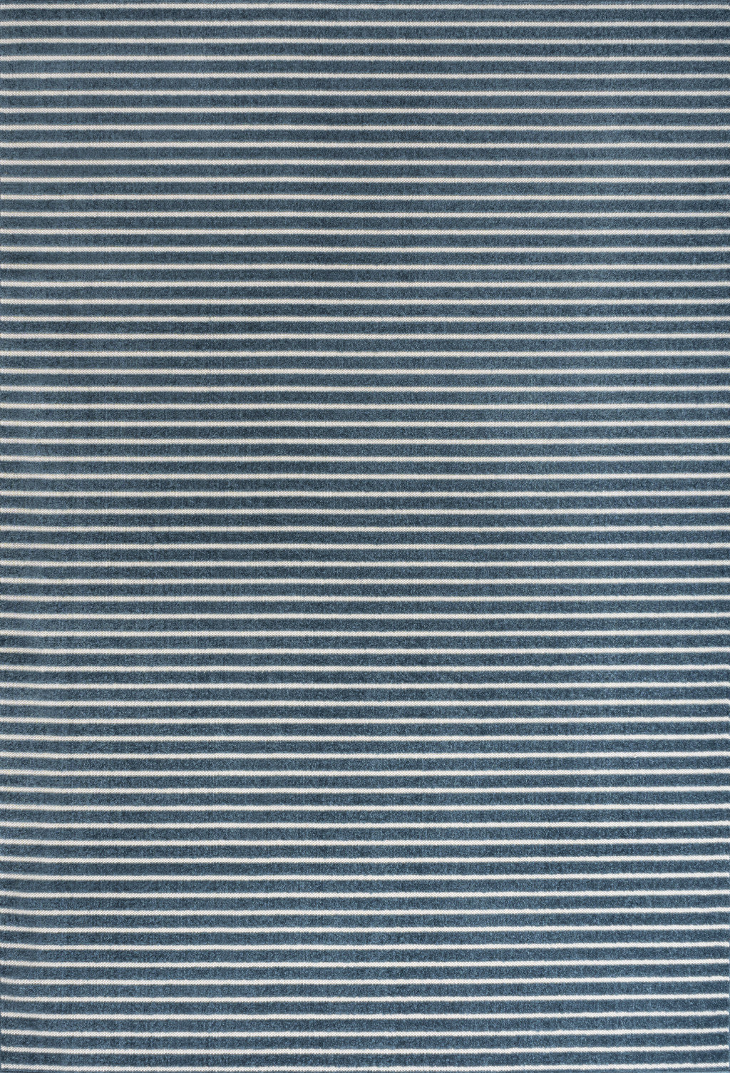 8' X 10' Navy Blue And Ivory Striped Indoor Outdoor Area Rug - GreatEagleInc