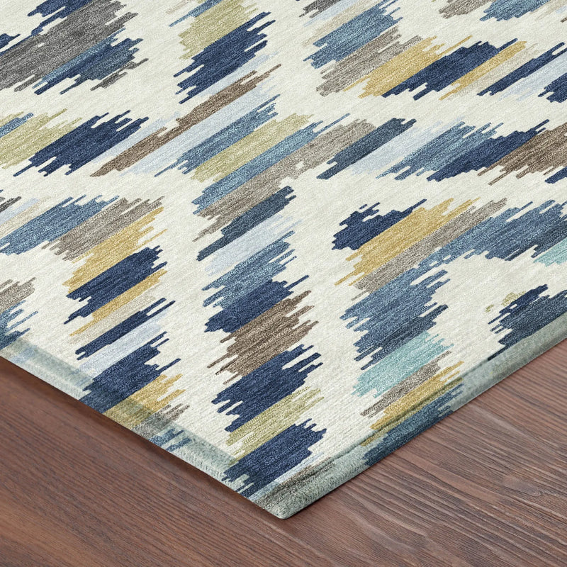 8' X 10' Navy Blue And Ivory Tribal Washable Indoor Outdoor Area Rug Homeroots Outdoor