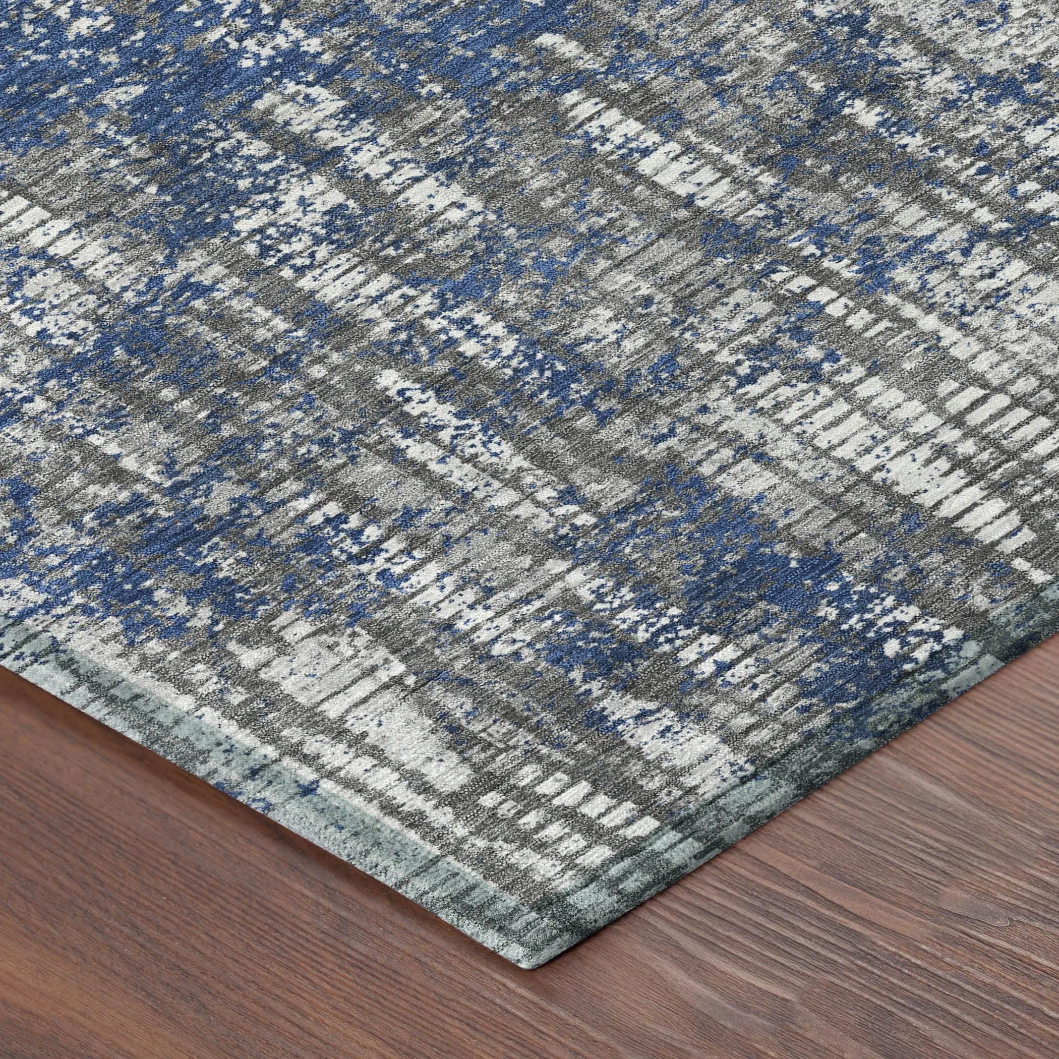 8' X 10' Navy Blue And Khaki Abstract Washable Indoor Outdoor Area Rug Homeroots Outdoor