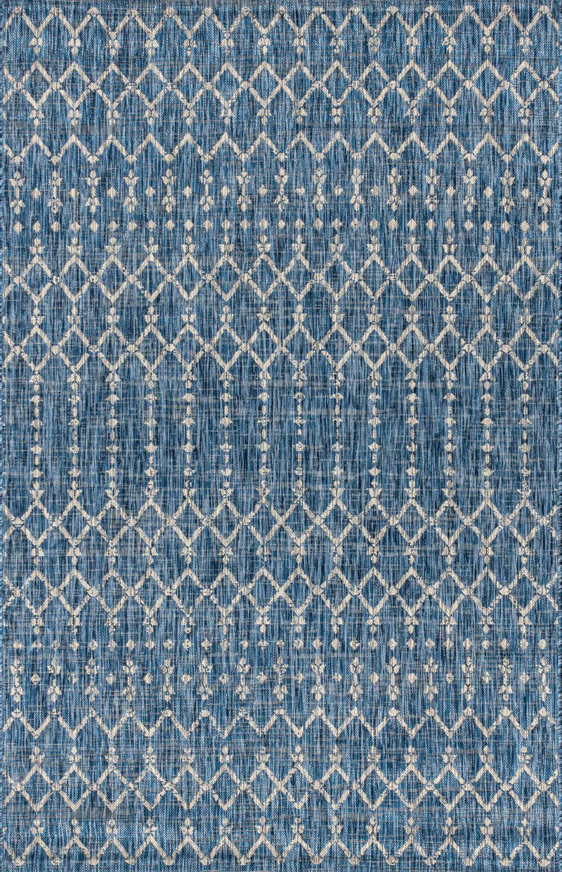 8' X 10' Navy Blue And Light Gray Trellis Indoor Outdoor Area Rug Homeroots Outdoor