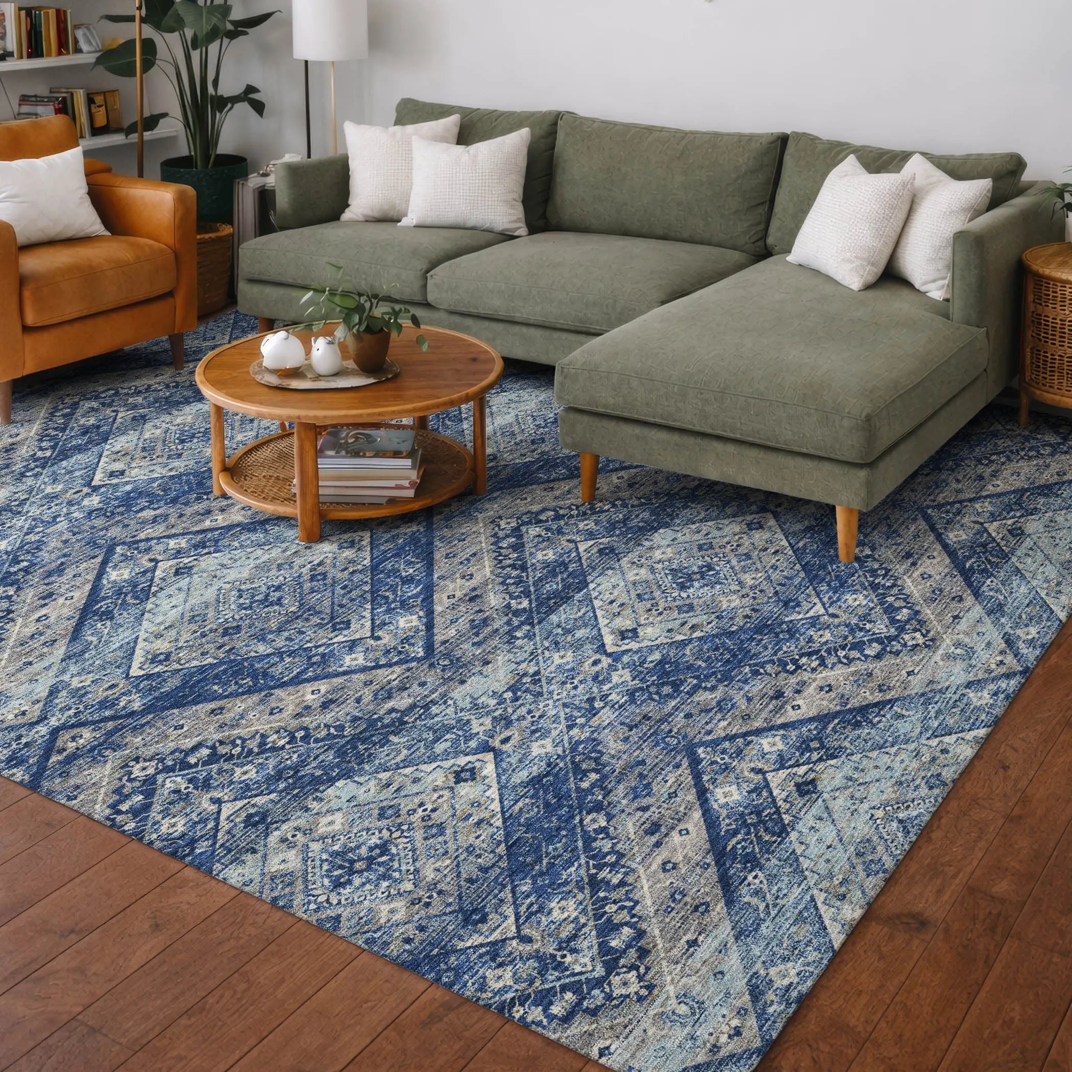 8' X 10' Navy Blue And Pink Tribal Washable Indoor Outdoor Area Rug Homeroots Outdoor