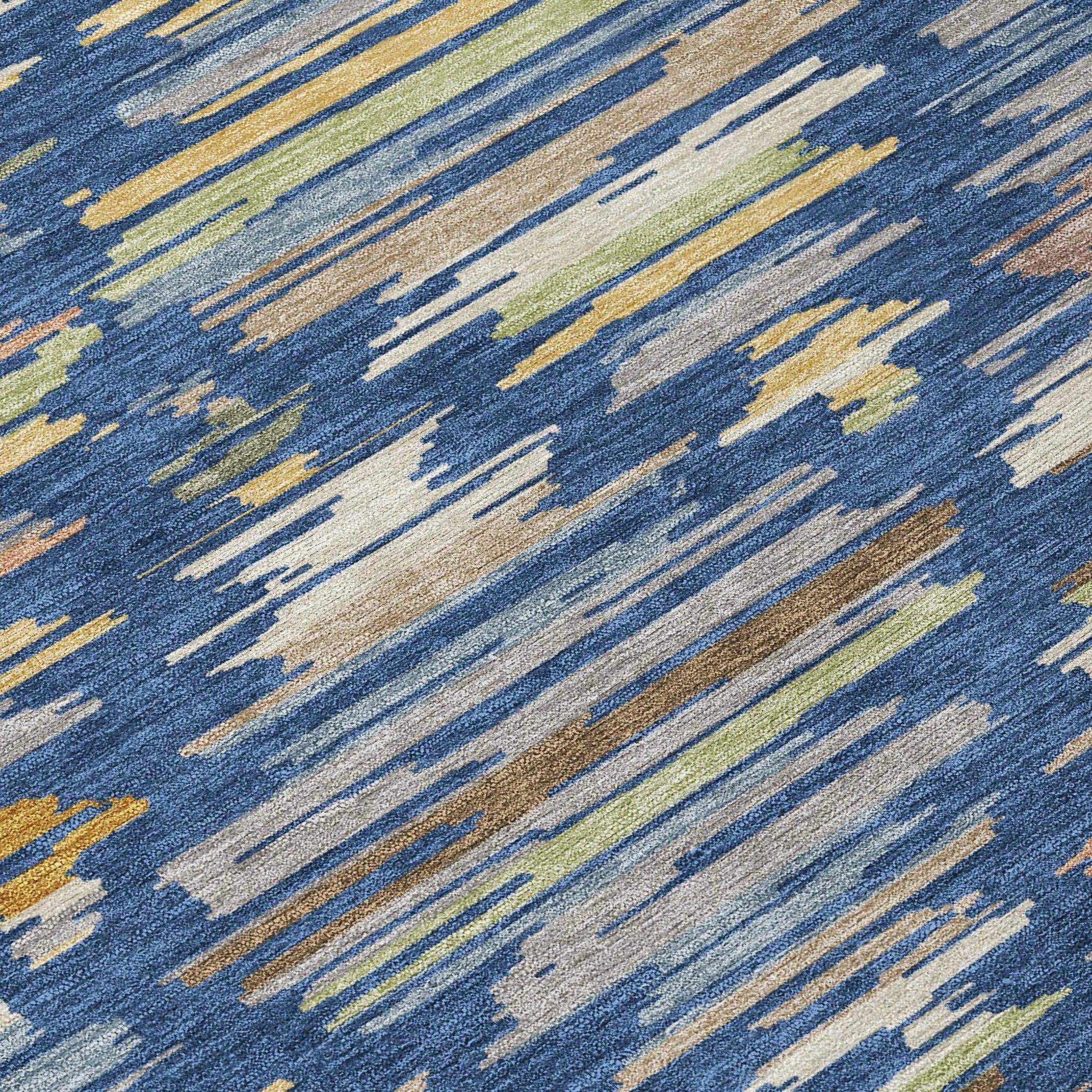 8' X 10' Navy Blue And Silver Southwestern Washable Indoor Outdoor Area Rug Homeroots Outdoor