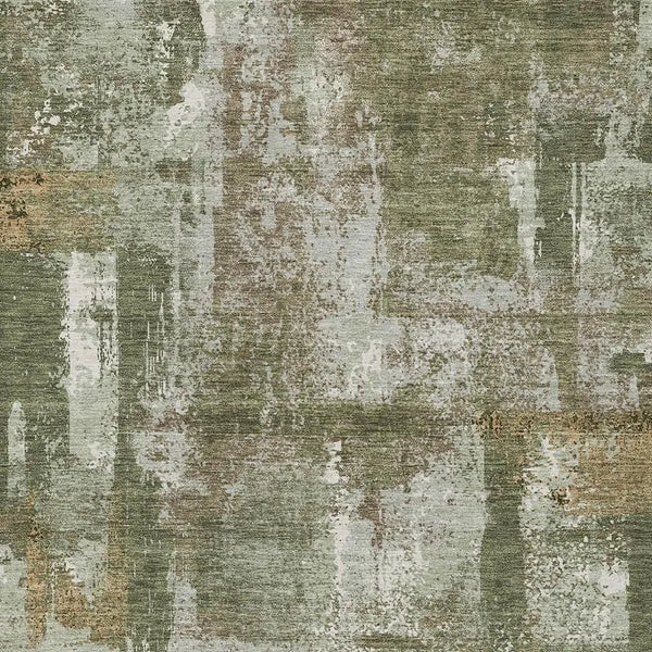 8' X 10' Olive Green And Beige Abstract Washable Indoor Outdoor Area Rug Homeroots Outdoor
