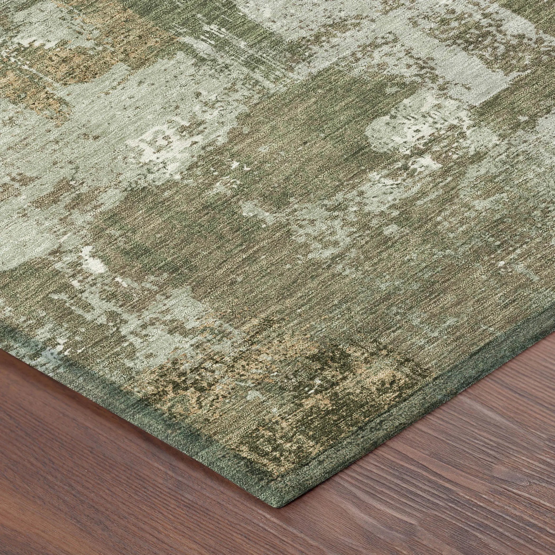 8' X 10' Olive Green And Beige Abstract Washable Indoor Outdoor Area Rug Homeroots Outdoor