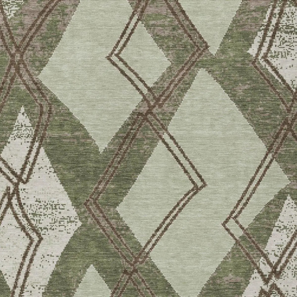 8' X 10' Olive Green And Beige Geometric Washable Indoor Outdoor Area Rug Homeroots Outdoor