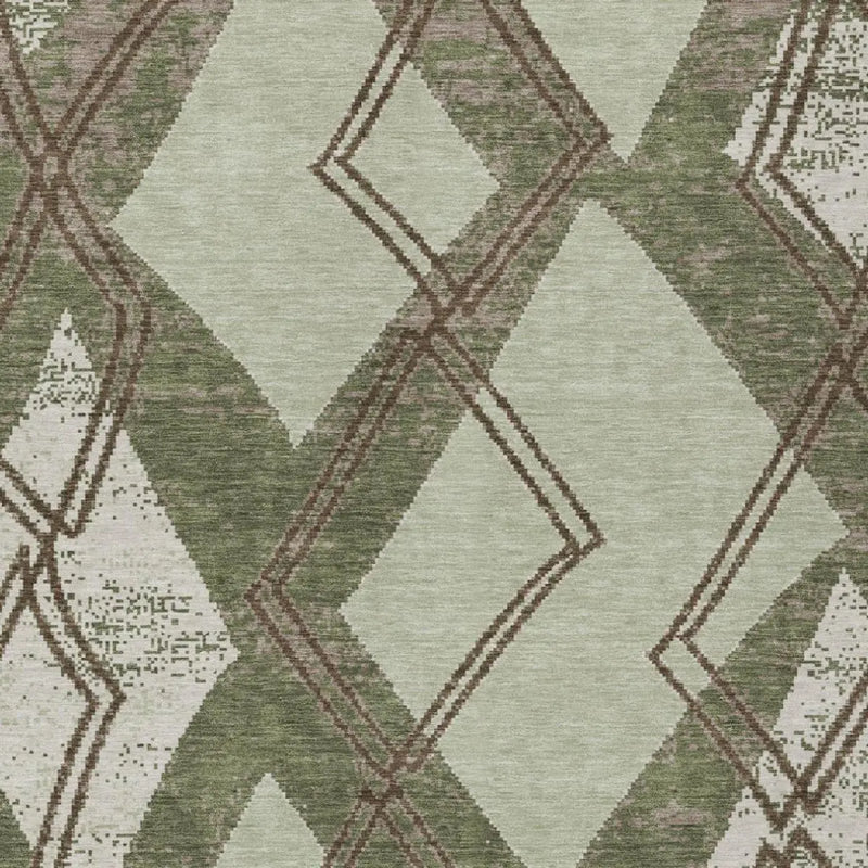8' X 10' Olive Green And Beige Geometric Washable Indoor Outdoor Area Rug Homeroots Outdoor