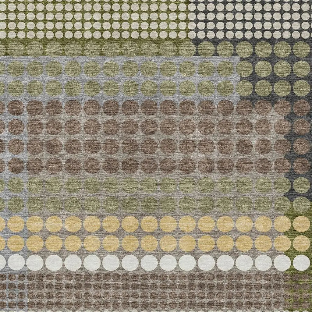 8' X 10' Olive Green And Brown Geometric Washable Indoor Outdoor Area Rug Homeroots Outdoor