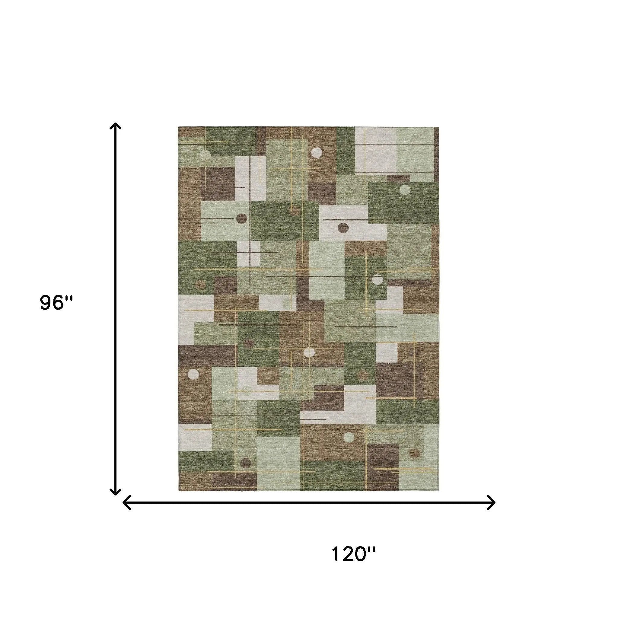 8' X 10' Olive Green And Brown Geometric Washable Indoor Outdoor Area Rug Homeroots Outdoor