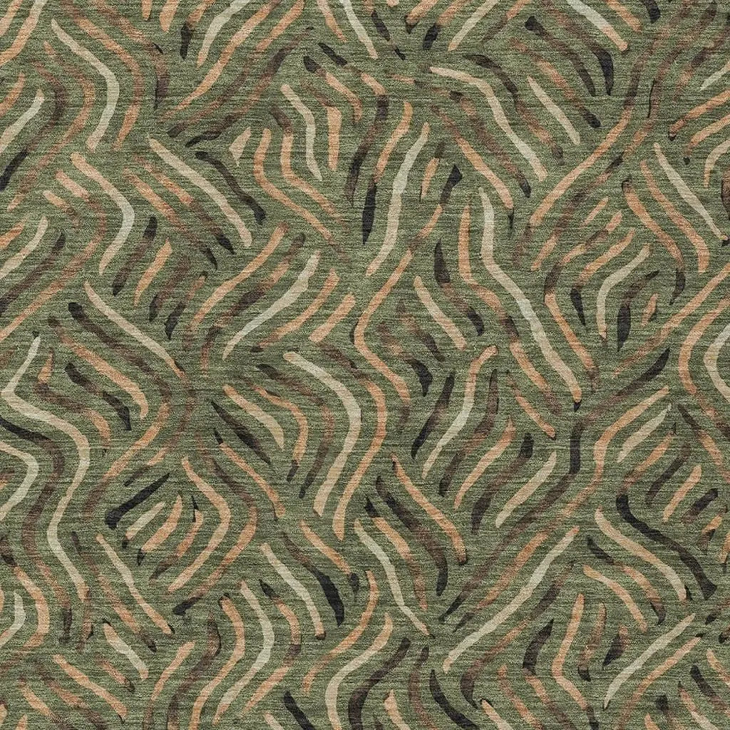 8' X 10' Olive Green And Copper Abstract Washable Indoor Outdoor Area Rug Homeroots Outdoor
