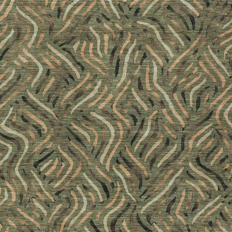 8' X 10' Olive Green And Copper Abstract Washable Indoor Outdoor Area Rug Homeroots Outdoor