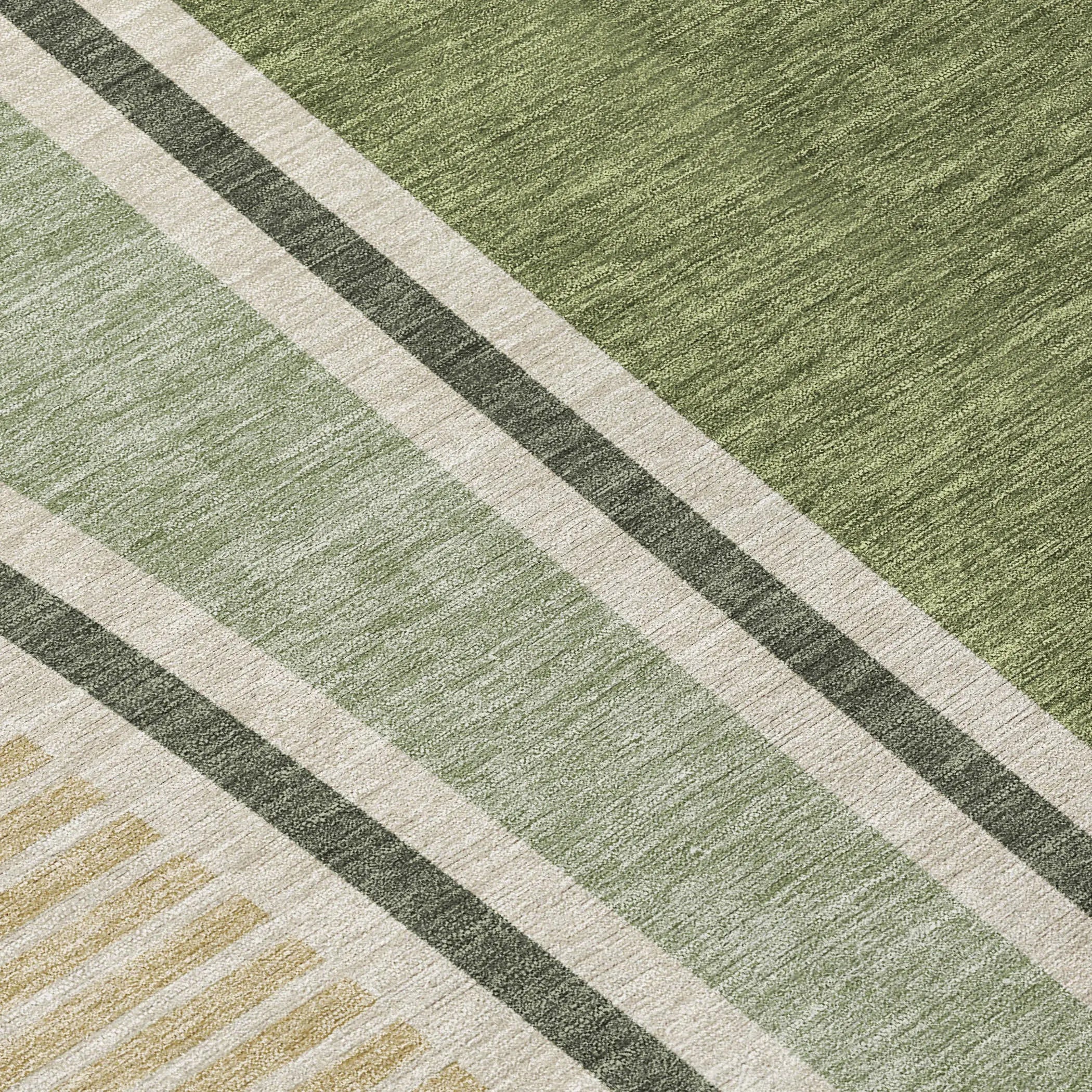 8' X 10' Olive Green And Fern Green Geometric Washable Indoor Outdoor Area Rug Homeroots Outdoor