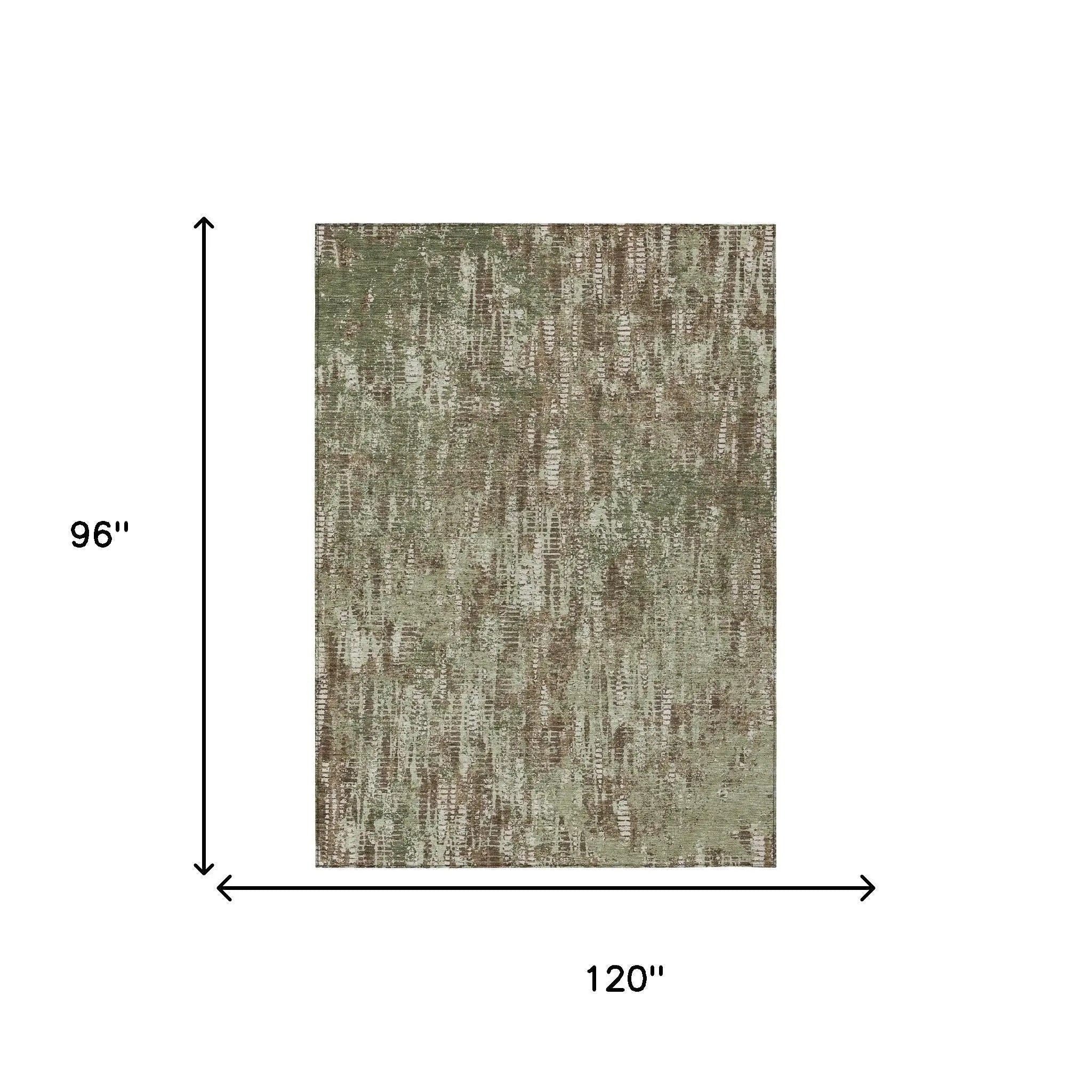 8' X 10' Olive Green And Graphite Abstract Washable Indoor Outdoor Area Rug Homeroots Outdoor