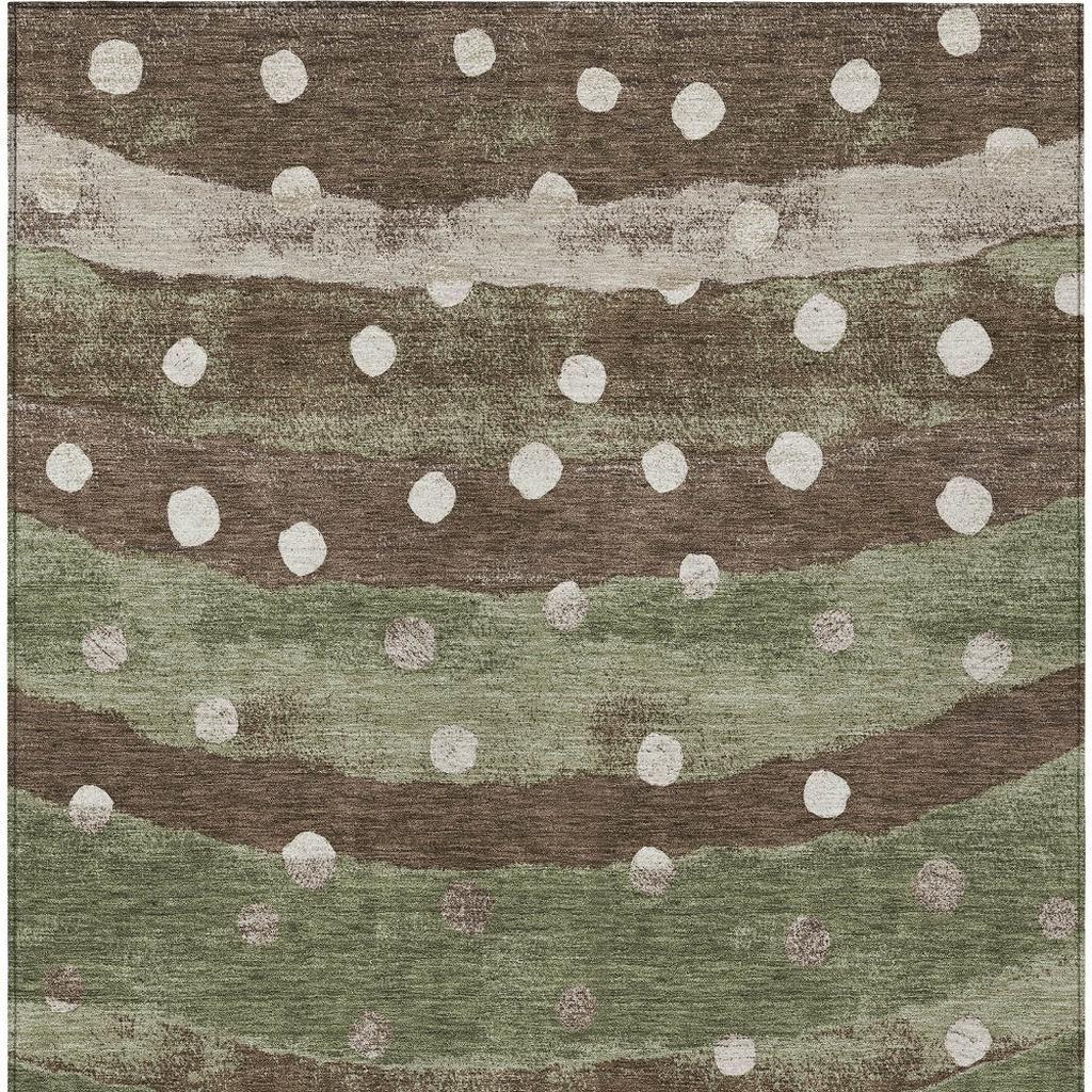 8' X 10' Olive Green And Gray Striped Washable Indoor Outdoor Area Rug Homeroots Outdoor
