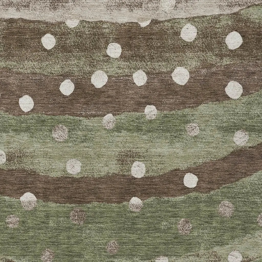8' X 10' Olive Green And Gray Striped Washable Indoor Outdoor Area Rug Homeroots Outdoor