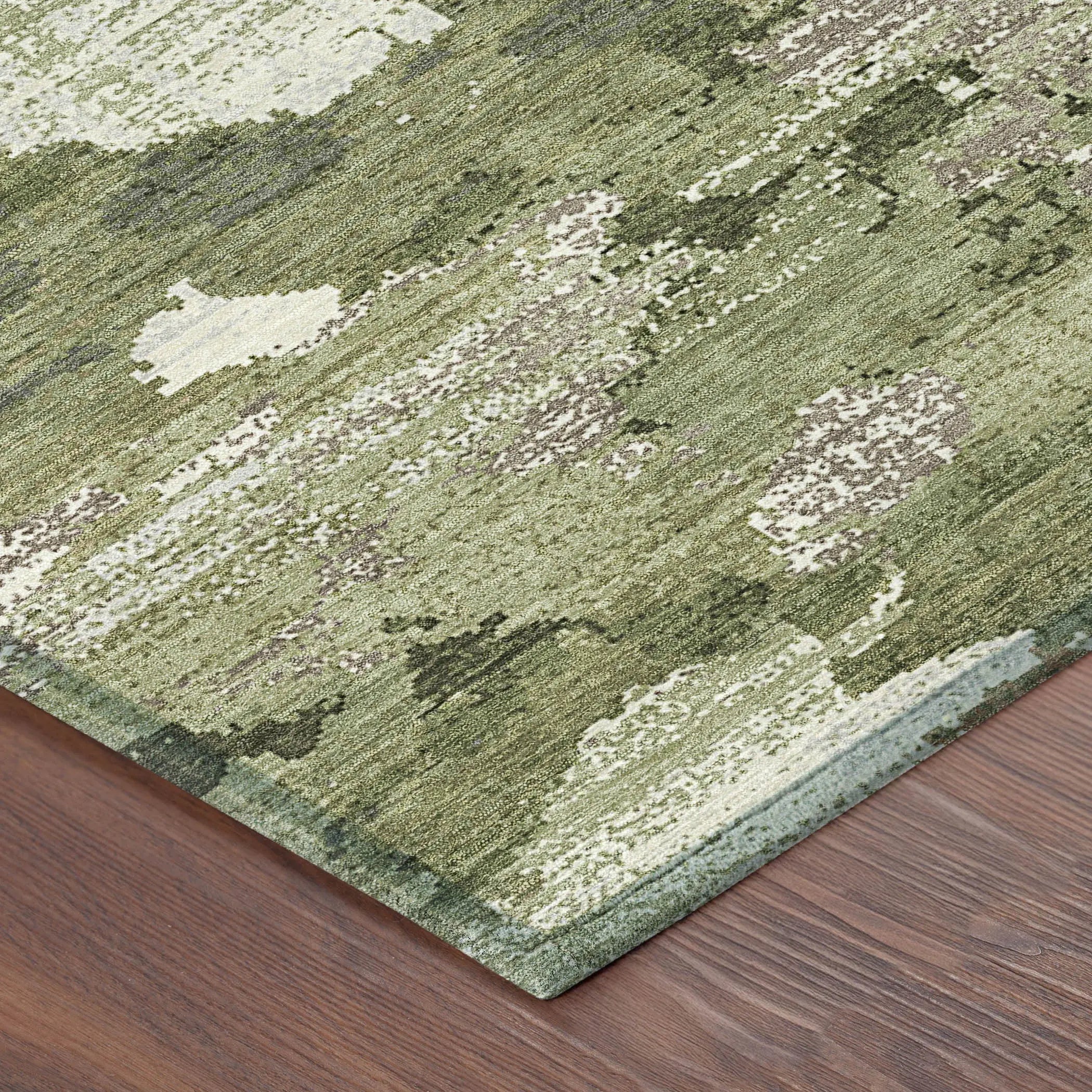 8' X 10' Olive Green And Green Abstract Washable Indoor Outdoor Area Rug Homeroots Outdoor