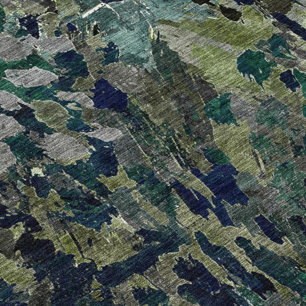 8' X 10' Olive Green And Green Abstract Washable Indoor Outdoor Area Rug Homeroots Outdoor