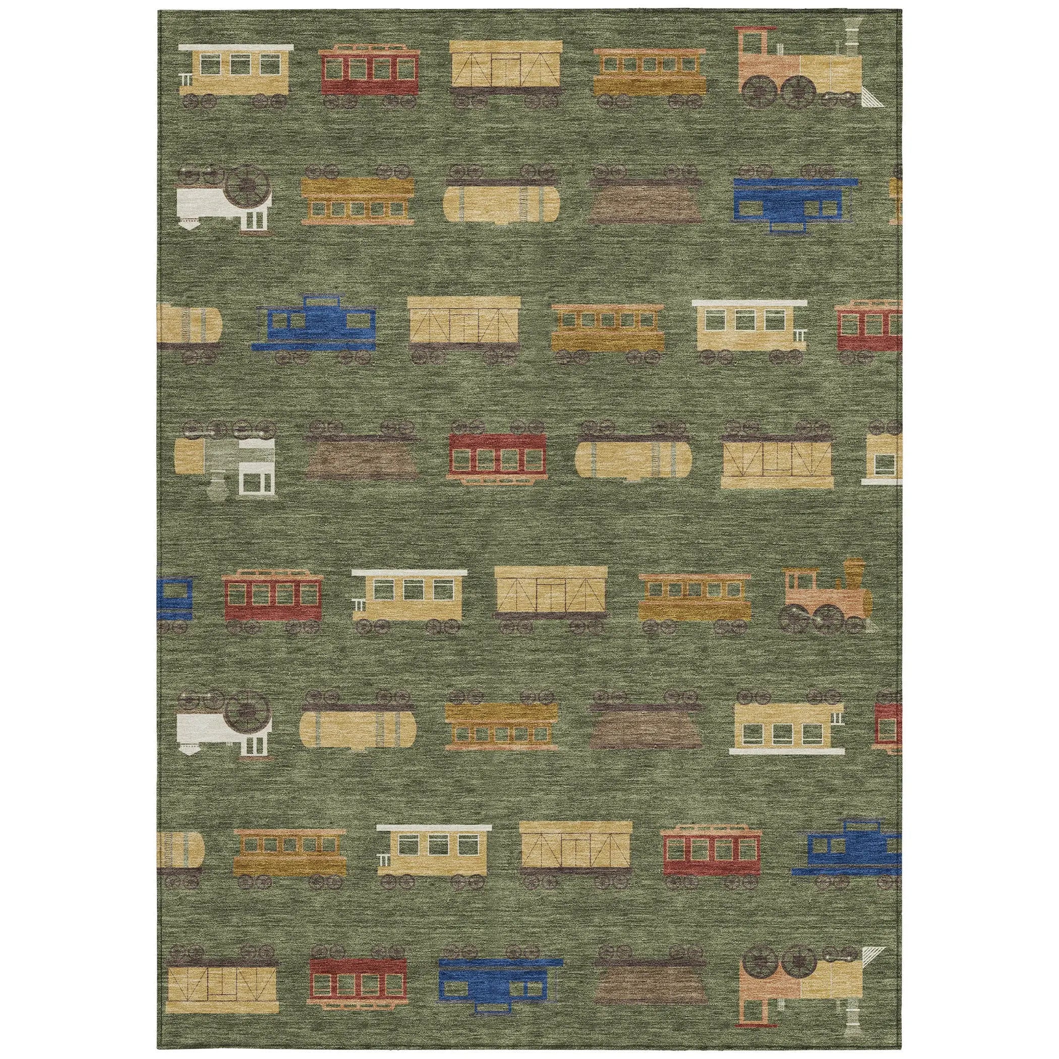 8' X 10' Olive Green And Green Abstract Washable Indoor Outdoor Area Rug Homeroots Outdoor