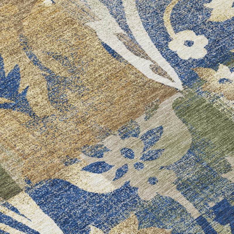8' X 10' Olive Green And Green Botanical Leaves Washable Indoor Outdoor Area Rug Homeroots Outdoor