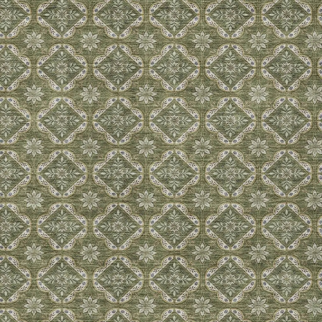 8' X 10' Olive Green And Green Geometric Washable Indoor Outdoor Area Rug Homeroots Outdoor
