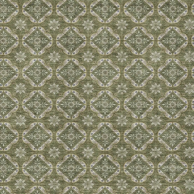 8' X 10' Olive Green And Green Geometric Washable Indoor Outdoor Area Rug Homeroots Outdoor