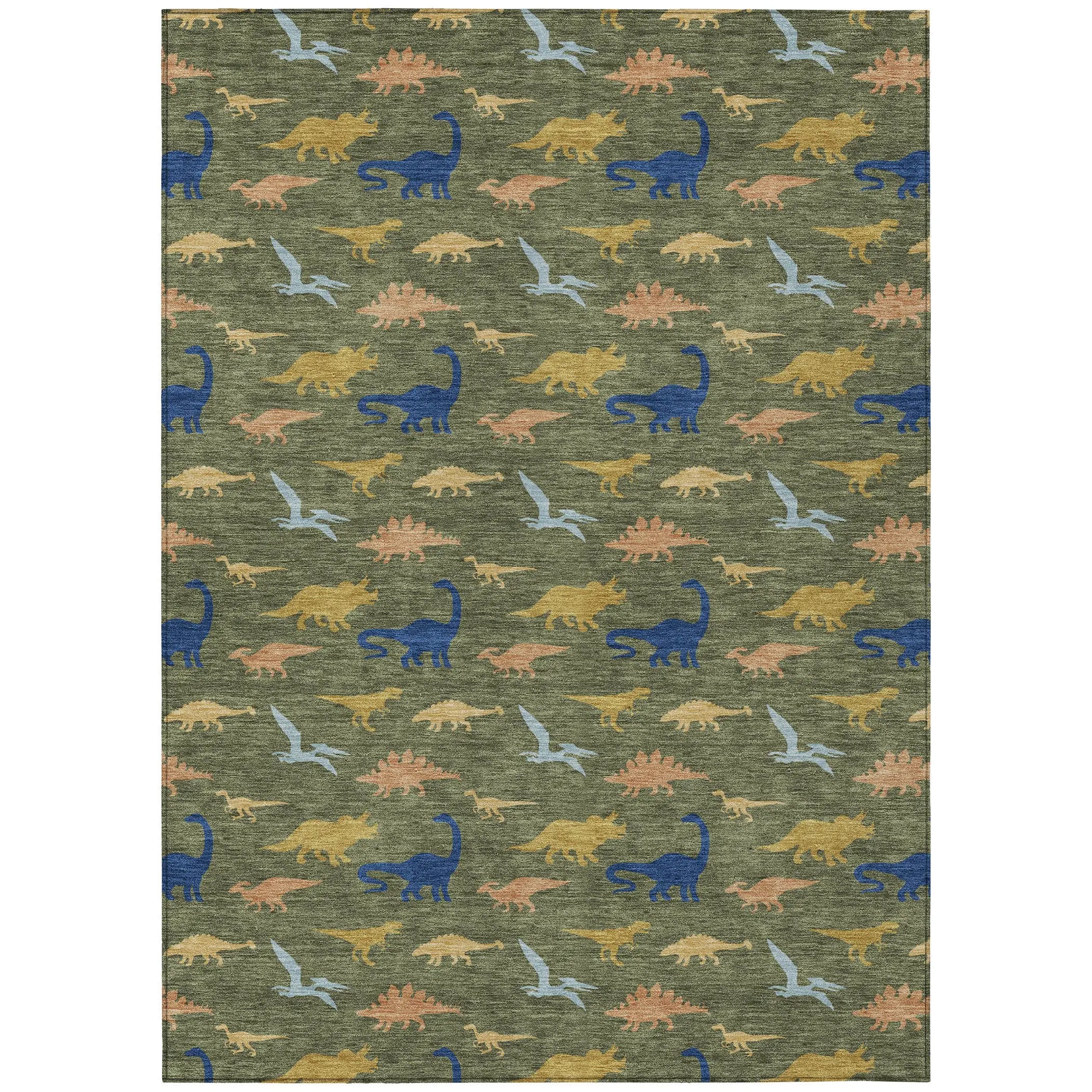 8' X 10' Olive Green And Green Geometric Washable Indoor Outdoor Area Rug Homeroots Outdoor