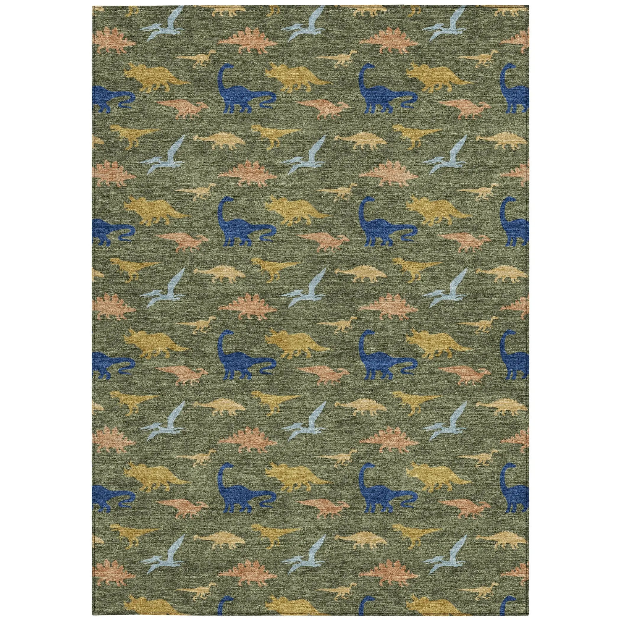 8' X 10' Olive Green And Green Geometric Washable Indoor Outdoor Area Rug Homeroots Outdoor
