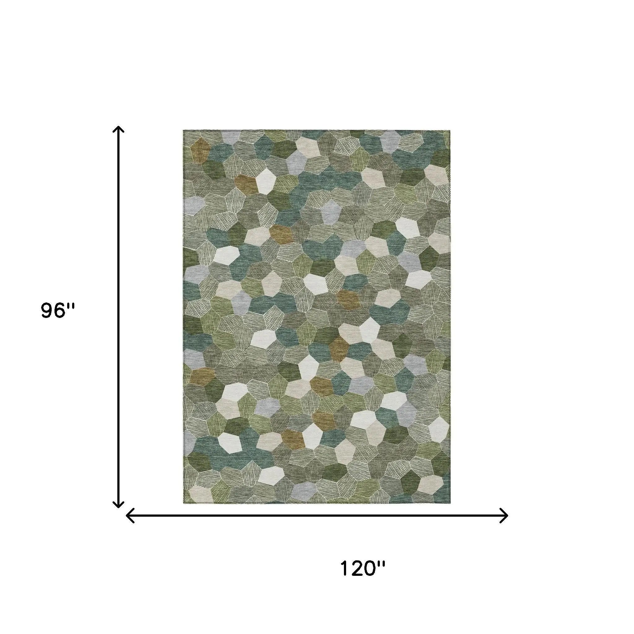 8' X 10' Olive Green And Green Geometric Washable Indoor Outdoor Area Rug Homeroots Outdoor