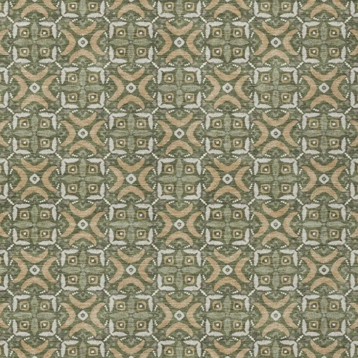 8' X 10' Olive Green And Green Geometric Washable Indoor Outdoor Area Rug Homeroots Outdoor