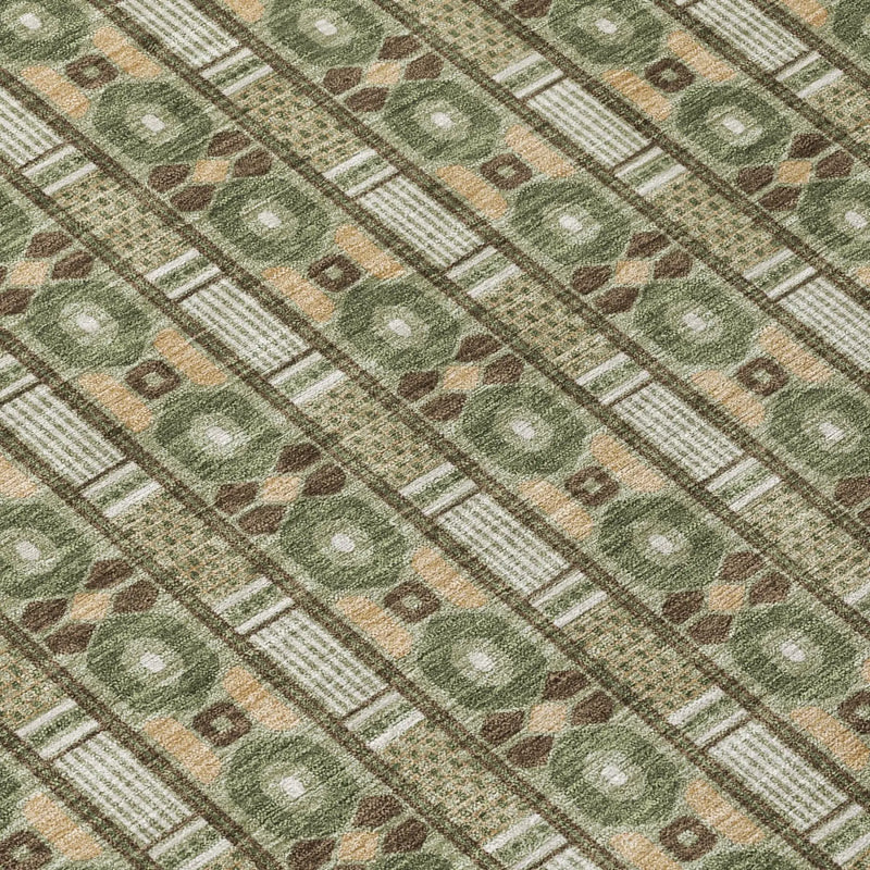 8' X 10' Olive Green And Green Striped Washable Indoor Outdoor Area Rug Homeroots Outdoor